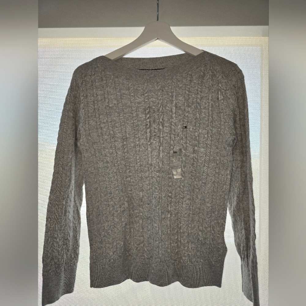 Tommy Hilfiger Grey Cable Knit Sweater Small